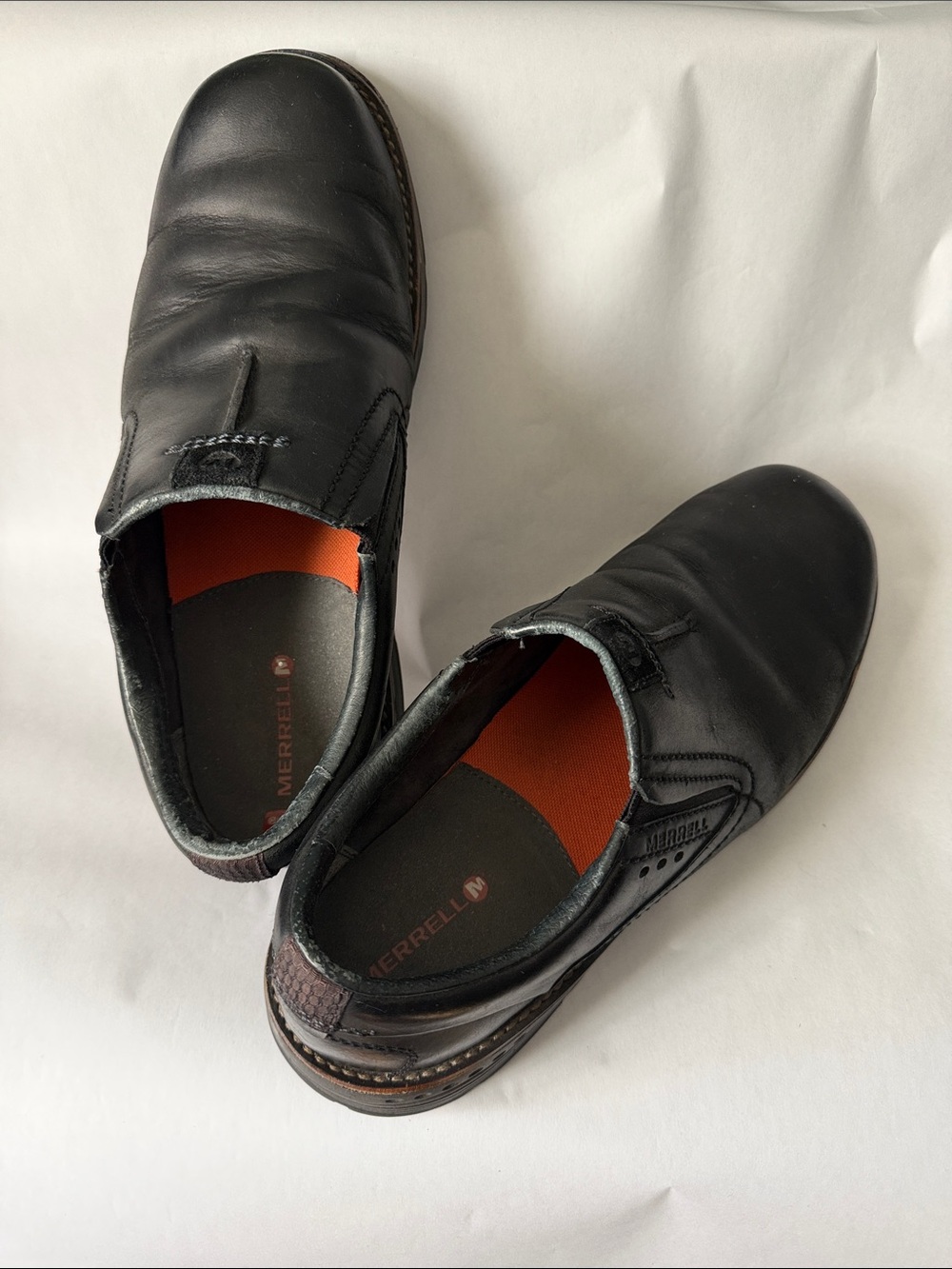 Merrell Black/dark chocolate Leather Slip-On Loafers